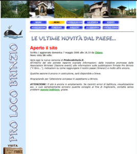 La versione di prolocobrinzio.it, online dal 2006 al 2011